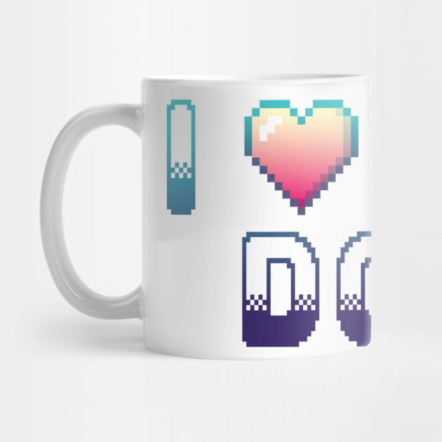 I Heart My Dog Classic Video Game Graphic Blue Gradient by ArtHouseFlunky